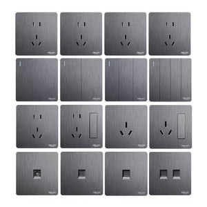 Panel de Interruptores de Pared Delixi Gris Cepillado, de Uno a Cinco Orificios, Enchufe Empotrado para el Hogar, Multipolar, Interruptor de Tres Vías en Ángulo, Interruptor de Dos Vías - Product Image 1