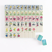 Set Mahjong Kustom Motif Liburan Kartun Ubin Mahjong Amerika Tema Pantai Musim Panas untuk Hiburan Pesta Keluarga