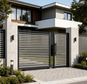 Portail de jardin moderne minimaliste en aluminium thermolaqué, portail coulissant électrique pour entrée principale de villa - Product Image 2