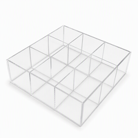 Boîte de rangement moderne en acrylique transparent à 9 compartiments, légère, personnalisable, OEM, étiquette privée, plateau organisateur à grille pour cosmétiques, bijoux, artisanat