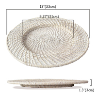 Assiettes de présentation en bambou blanc, personnalisées, 13 pouces, luxe, perle, raton, mariage, assiettes de présentation en rotin