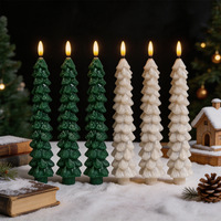 Bougie électronique en cire de paraffine à longue tige en forme de sapin de Noël avec lumières LED, lot de 2, pour une ambiance et une décoration intérieures festives