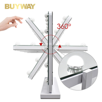 Cermin Rias Hollywood Persegi Panjang Putih Dengan Lampu 14 Bohlam LED Cermin Makeup Berlampu 60cm 3 Mode Warna Rotasi 360 Derajat