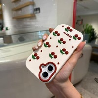 Coque de téléphone portable antichoc en silicone souple 3D peinte couleur cerise rouge QY pour A17/A16/A12/A32/52
