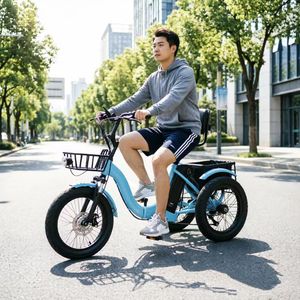 Triciclo Eléctrico de 18 Pulgadas con Pedaleo Asistido, Batería de Litio de 48V 13Ah, Bicicleta de Carga de 3 Ruedas, Triciclo Utilitario con Neumáticos Gruesos - Product Image 3
