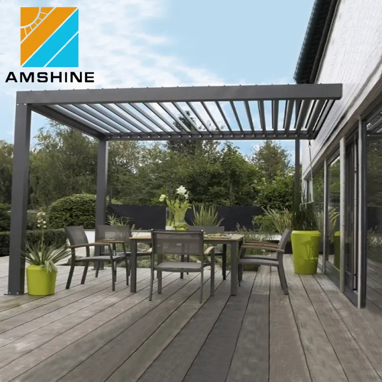 DIY aluminum rainproof atrium attached waterproof pergola motorized patio canopy gazebo balcony awning