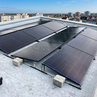 Système de montage de panneaux solaires sur toit plat lesté en aluminium, support de toit solaire sans pénétration pour projets photovoltaïques commerciaux