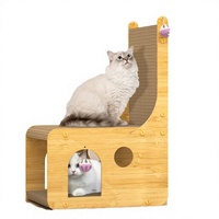 PetLead Vente en gros Grande Maison à gratter pour chat multifonctionnelle en carton ondulé et MDF, design géométrique simple, pour usage professionnel et domestique