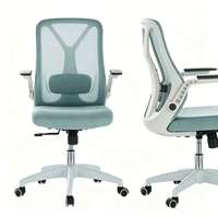 Chaise de bureau ergonomique moderne pour la maison et le travail, avec dossier haut confortable, support lombaire, accoudoirs fixes, appuie-tête réglable, en maille