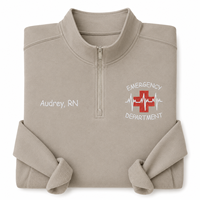 Sweat-shirt brodé à col zippé pour infirmière d'urgence, personnalisable avec nom, veste d'infirmière pour HSE, hiver, automne, printemps