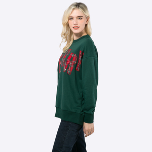 Personnalisé <span class=keywords><strong>Noël</strong></span> Joyeux Femmes Mode <span class=keywords><strong>Pull</strong></span> Décontracté Manches Longues Sweat Brodé Top Blouse - Product Image 2