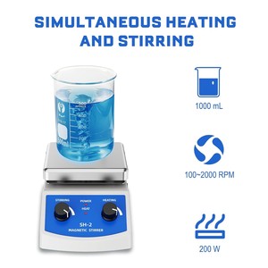 เครื่องกวนสารแม่เหล็กแบบแผ่นร้อน 100-2000 รอบต่อนาที 180 วัตต์ กำลังทำความร้อนสูงสุด 520 องศาเซลเซียส สำหรับใช้ในห้องปฏิบัติการ - Product Image 2