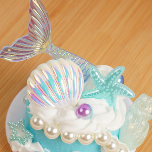 Adornos de Plástico para Pastel con Temática de Sirena, con Conchas y Perlas - Diseños Decorativos Inspirados en el Océano para Decoración del Hogar y Fiestas - Product Image 5