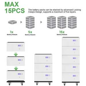 Batería Apilable Lifepo4 de 30kwh 51.2v 48V 300ah, Energía Solar de Litio, Puerto de Comunicación CAN, Red Híbrida, IP65, Capacidad Dividida 100ah - Product Image 6