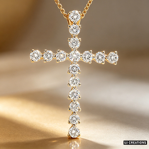CUSTOM SILVER 10K/14K/18K GOLD PLATED LAB GROWN CVD DIAMOND CLASSIC ENGAGEMENT GIFT SWEATER <b>CHAIN</b> NECKLACE <b>CROSS</b> PENDANT - Product Image 1