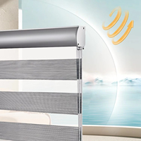 Persianas Modernas Zebra con Filtro de Luz, Control de Cadena, Doble Capa de Tela para Luz Suave, Privacidad, Interiores Abiertos, Horizontales, de Plástico