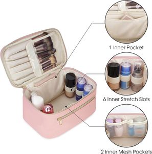 New Vegan Leather Makeup Bag Travel Make up Organizer Large Capacity Fashionable Cosmetic Bags Zipper Closure - Product Image 5