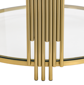 Modern Steel Coffee <b>Table</b> in 31.5" Asymmetrical Metal Circular Metal Drum Base Decorative Home Furniture - Product Image 3