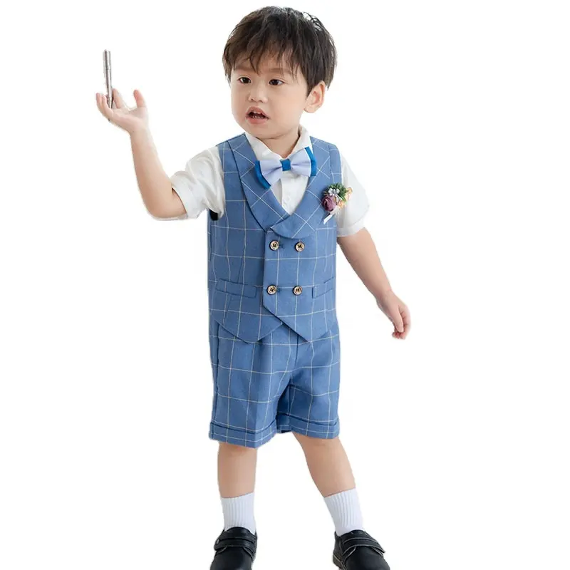Baby Boys' Classic Fit Formal Blue check Dress Suit Set