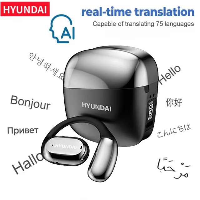 HYUNDAI Space Y3 Pro BT 6.0 HiFi Ear Hook Auriculares Ai Language Translator Earphone Tws Wireless High Quality Earphone