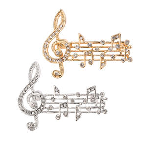 ホット販売音符ブローチファッションシンプルで絶妙なラインストーンピンコンサート女性ミュージシャンジュエリーアクセサリーギフト - Product Image 1