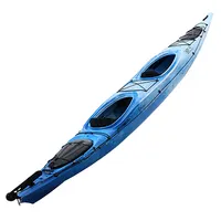 Kayak bleu blanc de haute qualité non gonflable, accessoire de grande taille pour 2 personnes randonnée en mer,