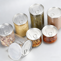 Vente en gros de pots en plastique PET vides de 10 oz, 300 g, 1050 g avec logo personnalisé, pour en-cas, épices, aliments, gâteaux, avec couvercles à languette