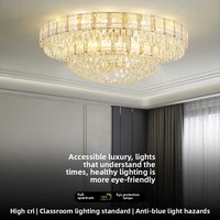Plafonnier à LED lustre en cristal de luxe chambre à coucher lampe ronde de salon plafonnier d'intérieur