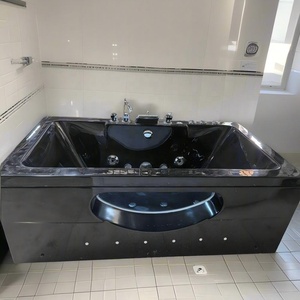 Baignoire de massage moderne noire avec jets à bulles d'air et cascade, panneau de commande intelligent, Jacuzzi pour spa à domicile pour 1 personne - Product Image 4