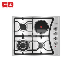 Hot Sale Cast Iron Pan Support <strong>Stainless</strong> <strong>Steel</strong> Surface Built-In 3 Burner With 1 Hot Plate <strong>Gas</strong> Electric <strong>Hob</strong> - Product Image 1