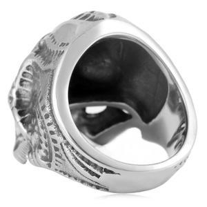Skeleton Skull <b>Titanium</b> Steel <b>Ring</b> Men's Punk Style Fashion Jewelry Silver Color Geometric Design Gift Occasion FY213060 - Product Image 4