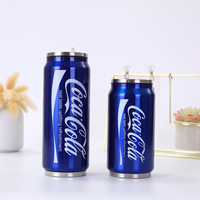 Conception unique 350ml 500ml Bouteille d'eau isolée sous vide en acier inoxydable Thermos étanche Canettes de cola Tasses à boire avec pailles
