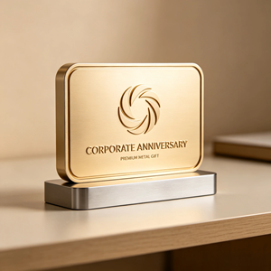 Placa Decorativa de Aluminio Mecanizado CNC Sólido OEM, Logotipo 3D en Relieve, Color Anodizado Personalizado, Regalo Corporativo de Aniversario - Product Image 1