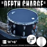Beatello Caisse claire professionnelle de 14 pouces noire, instrument de percussion, avec mailles de câble à réglage rapide et peaux de tambour, conception pliable