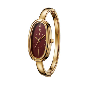 Bracelet ovale rétro GEDI 92005 pour femme, design de montre en or à extrémités ouvertes intégré avec des marquages minimalistes - Product Image 6