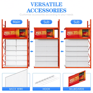 Scaffalature in Metallo Personalizzate per Magazzini e Supermercati, Stili Bianco e Arancione, per Esposizione in Negozi - Product Image 3