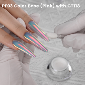 Poudre à ongles chromée YOKEFELLOW GleamTap 0,3g pot GT118 Vert Bleu avec effet aurore rose corail pour la décoration des ongles - Product Image 5