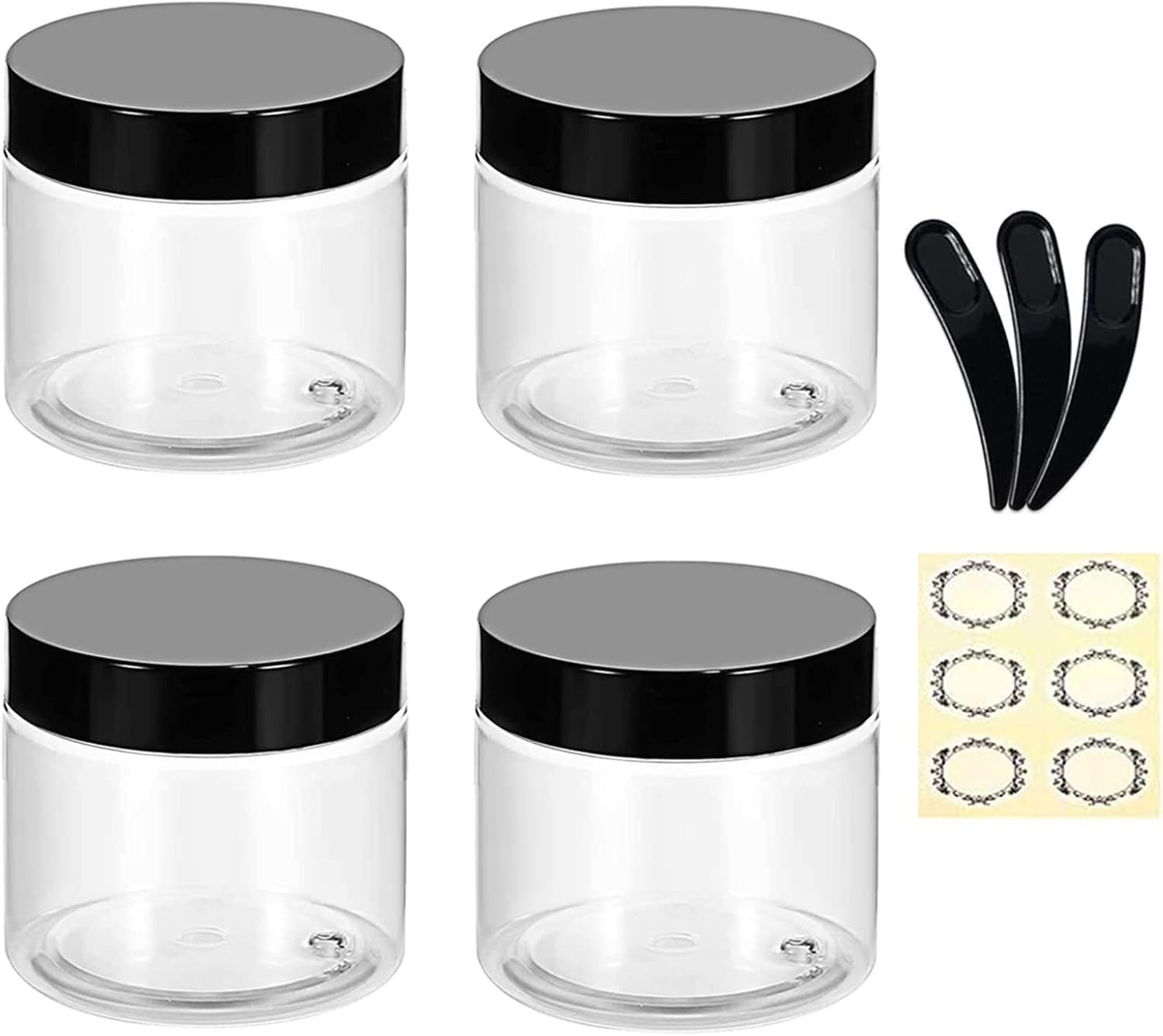 Bocal transparent avec couvercle noir