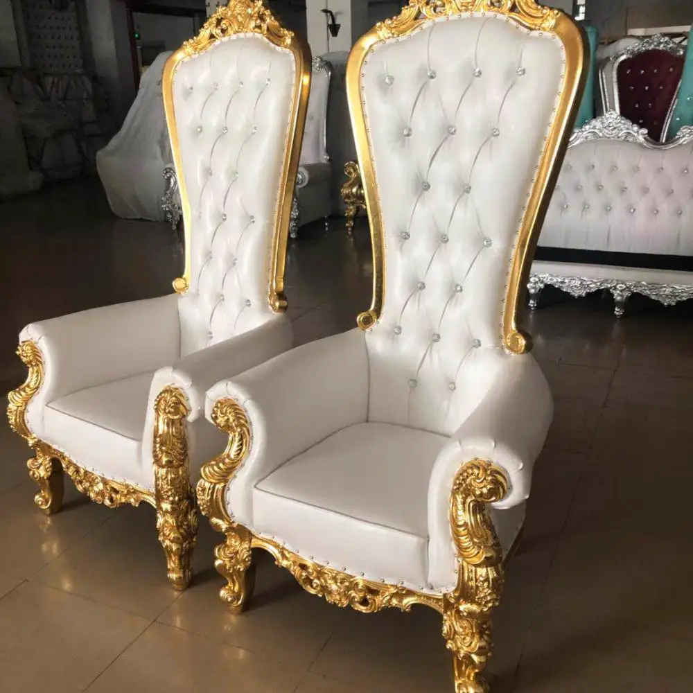 Современная удобная золотые роскошные свадебные «king», «queen» королевские стулья для свадьбы и событий