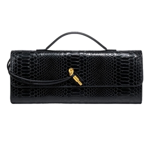 Sac de soirée de luxe pour femme en similicuir serpent avec bandoulière amovible et poignée supérieure, pochette pour le bureau et les dîners formels - Product Image 5