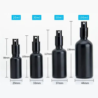 Flacon pulvérisateur en verre noir mat de 10 ml, 15 ml, 20 ml, 30 ml, 50 ml, 100 ml avec tête de pulvérisation fine pour emballage cosmétique