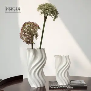 Merlin vivente 3D stampa vaso moderno astratto ricurvo fiume ondulato vaso nordico caozhou fabbrica ceramica personalizzato OEMODM