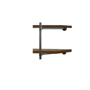 2 Pack Vintage Black Industrial Iron Pipe Shelf Bracket 2-Tier Wall Mounted DIY <strong>Shelving</strong> for Office Living Room Stylish Wall - Product Image 3