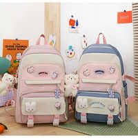 Conjunto de Mochila Oxford Impermeable Personalizada de 5 Piezas, Gran Capacidad, Escolar, Unisex, para Adolescentes, Linda Mochila Estudiantil con Forro de Algodón