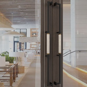 Poignée de porte tubulaire en bois massif de qualité supérieure, en acier inoxydable brossé doré, pour portes en verre de bureaux d'entreprise - Product Image 1