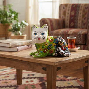Figurine de chat en céramique turque faite à la main, décoration - Product Image 3
