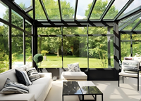 Véranda en aluminium sur mesure, cloisons de balcon en verre trempé creux, panneaux de mur en aluminium isolés pour les cours de villas