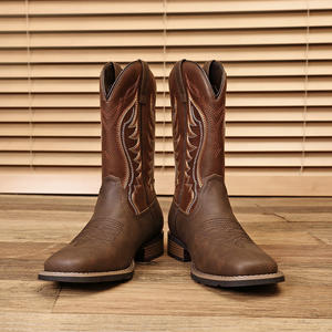 Botas Vaqueras para Hombre, Talla Grande 16, Estilo Clásico con Bordado de Alas, Estilo Biker Rockabilly, Tacón Cuadrado - Product Image 4