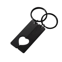 Miroir en acier inoxydable rectangulaire creux demi amour ensemble étiquette couple porte-clés pendentif peut être gravé anti-perte étiquette pour animaux de compagnie