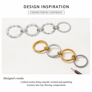 Ensemble de bagues géométriques modernes en or 9K, bijoux plaqués or 18K, sertissage pavé en argent, bande unie, unisexe, pour usage quotidien - Product Image 2